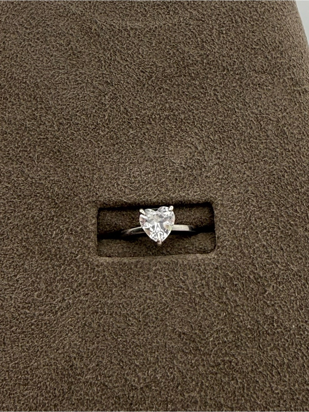 Pandora Heart-Cut Clear Stone Solitaire Ring sterling silver